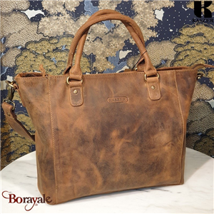 Sac à main A4 KASZER collection Nevada Marron naturel clair touché velours 20864