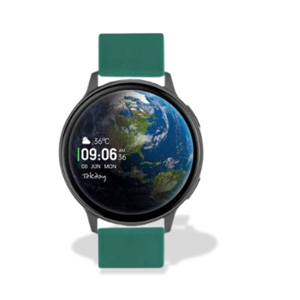 Montre TEKDAY Ronde connectée unisexe boîtier noir, silicone vert kaki 656562