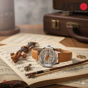 Montre AKTEO Art - Musique Violon Stradivarius 38 mm argent ronde AMu13